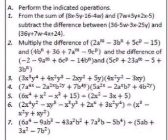 Answered: A. Perform The Indicated Operations. 1.… | Bartleby