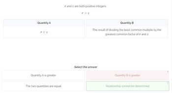 Answered: GRE Quantitative Comparison Practice… | Bartleby