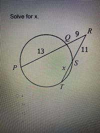 Solve for x.
9 R
13
11
P.
