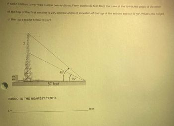 Answered: A radio station tower was built in two… | bartleby