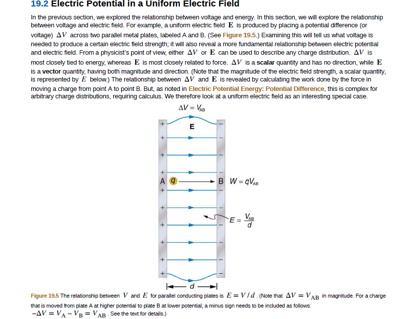 Answered: 19.2 Electric Potential In A Uniform… | Bartleby