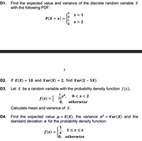 Answered: Expected Value And Variance | Bartleby