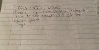 f(x) =Tx-L, C17,4)
find an eguation e tancend
line to the arraph
Given point
of the
off at the
