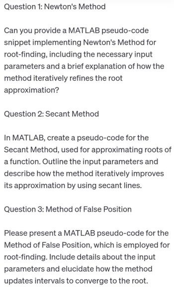 Answered: Question 1: Newton's Method Can You… | Bartleby