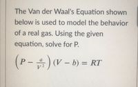 Solved 2. The Berthelot equation of state is (1) RT P= Vm