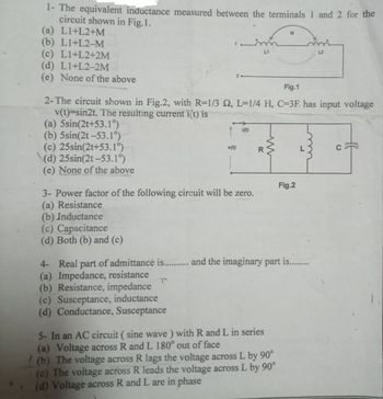 Answered: 1- The equivalent inductance measured… | bartleby