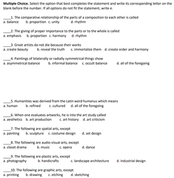 Answered: Multiple Choice. Select the option that… | bartleby