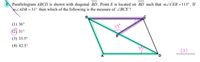 8. Parallelogram ABCD is shown with diagonal BD. Point E is located on BD such that M2CEB =113°. If
ZADB = 31° then which of the following is the measure of ZBCE?
В
(1) 36°
(2) 31°
113°
(3) 33.5°
(4) 42.5°
31
А
(2)
