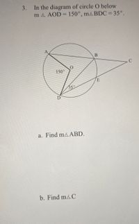 Answered: In the diagram of circle O below m &… | bartleby