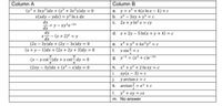 Column A
Column B
(x³ + 3xy²)dx + (y³ + 3x²y)dy = 0
x(xdy – ydx) = y² In x dx
dy
dx =y– xy³e-2x
dy
x- (x + 2)² = y
(2x – 3y)dx + (2y – 3x)dy = 0
(x + y – 1)dx + (2x + 2y + 3)dy = 0
a. y = x² + 4(x In x – 1) + c
b. x² – 3xy + y² = c
c. 2x + y In² x = cy
%3D
d. x+ 2y – 5 In(x +y + 4) = c
e. x* + y* + 6x²y² = c
f. x sin2 = c
g. y-² = (x² + c)e¬2x
%3D
(x - y cot)dx +x cot-dy = 0
(2xy – 3y)dx + (x² – x)dy = 0
h. x² +y² + 2 In xy = c
i. ху(х — 3) %3D с
j.
y arctan x =c
k. arctan = e* + c
. y* + xy = cx
m. No answer
