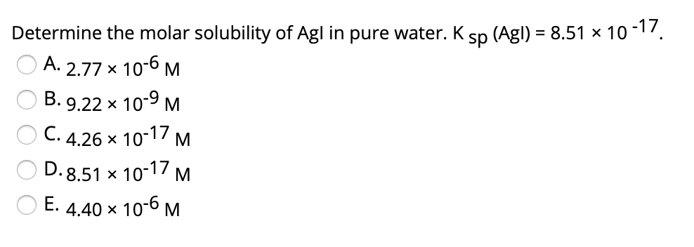 Answered Determine the molar solubility of Agl bartleby