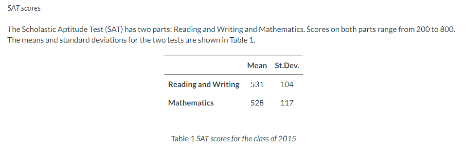 ✓ Solved: The Scholastic Aptitude Test (SAT) consists of three parts:  critical reading, mathematics