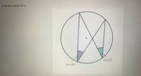 **Problem Statement**:
Find the value of x.

**Diagram Explanation**:

In the provided diagram, we have a circle with several lines intersecting inside it, forming different geometric shapes. Specifically, the circle is divided into multiple segments by line segments that intersect at various points inside and on the circle.

- The diagram shows two prominent colored angular sectors inside the circle.
  - The first angular sector (shaded in purple) on the left side is labeled as \((4x + 9)^\circ\).
  - The second angular sector (shaded in cyan) on the right side is labeled as \((7x - 6)^\circ\).

This is a classic example of solving for variables in geometry problems involving circles and angles.

**Solution**:

To find the value of \( x \), we recognize that the sum of the angles subtended by the same arc at the circumference of a circle is equal. Since both angles add up to give the entire angle at the circumference of a common arc:

\[
(4x + 9)^\circ + (7x - 6)^\circ = 180^\circ
\]

Combine and solve for \( x \):

\[
4x + 9 + 7x - 6 = 180
\]

Combine like terms:

\[
11x + 3 = 180
\]

Subtract 3 from both sides:

\[
11x = 177
\]

Divide by 11:

\[
x = 16.09
\]

This value of \( x \) can then be used to check and verify the individual angles if needed.