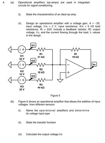 Answered: 4. (a). (b). Operational Amplifiers… | Bartleby