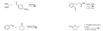 NE
NE
OCH3
NaOH(aq)
LOEt
NaOEt, EtOH
3. H,O heat
Ethanolic NaOH
1. CH,MgBr (excess) et₂O
2. H₂O
3. PCC in CH₂Cl₂