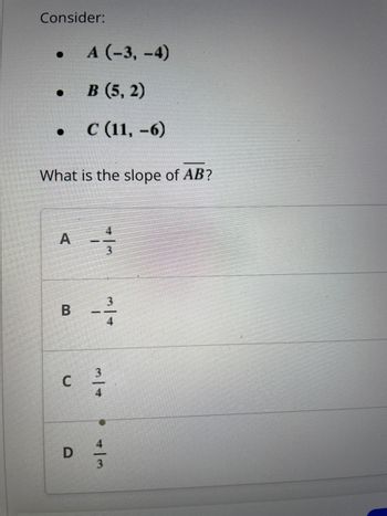 Answered: Consider: • A (-3,-4) • B (5,2) C… | Bartleby