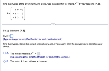 Answered 1 Find the inverse of the given matrix bartleby