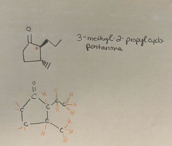 (=O
H
H
H
C-H
3-methyl-2-propyl cyclo-
pentanone