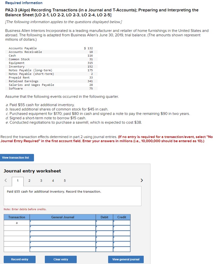 Solved Recording Transactions Using Journal Entries and