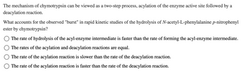 Answered: The mechanism of chymotrypsin can be… | bartleby