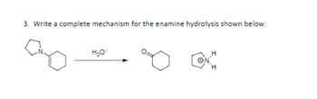 3. Write a complete mechanism for the enamine hydrolysis shown below.
H₂O'