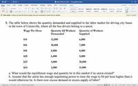 ### Labor Market Analysis: Unionville City Bus Drivers

The table below illustrates the quantity of bus drivers demanded and supplied in Unionville's labor market, where all drivers belong to a union. 

| **Wage Per Hour** | **Quantity of Workers Demanded** | **Quantity of Workers Supplied** |
|-------------------|---------------------------------|---------------------------------|
| $14               | 12,000                           | 6,000                           |
| $16               | 10,000                           | 7,000                           |
| $18               | 8,000                            | 8,000                           |
| $20               | 6,000                            | 9,000                           |
| $22               | 4,000                            | 10,000                          |
| $24               | 2,000                            | 11,000                          |

**Key Insights:**

1. **Equilibrium Analysis:**
   - The equilibrium wage and quantity occur when the quantity of workers demanded equals the quantity supplied. Here, this occurs at a wage of $18 per hour, with 8,000 workers demanded and supplied.

2. **Union Influence on Wages:**
   - If the union negotiates the wage to $4 higher than the equilibrium ($22 per hour), the table shows:
     - Demand: 4,000 workers
     - Supply: 10,000 workers
   - This results in an **excess supply** of labor, with 6,000 more workers supplied than demanded.

This analysis highlights the impact of wage adjustments due to union negotiations on labor supply and demand in Unionville's bus driving sector. Understanding these dynamics is crucial for navigating the labor market and anticipating potential challenges.