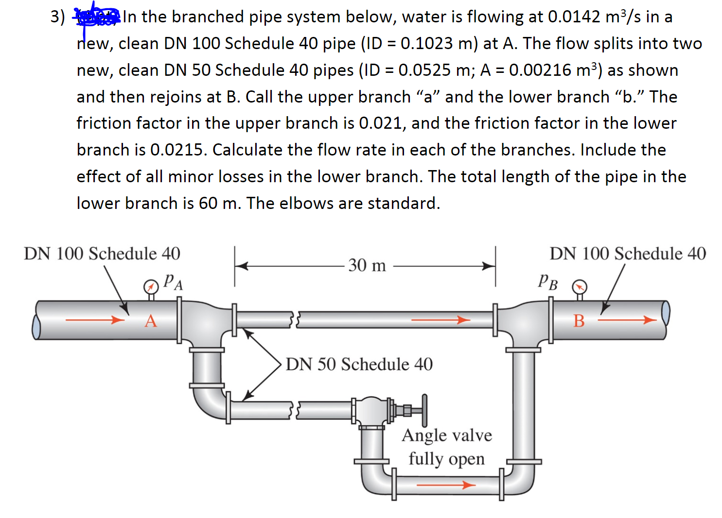 Answered: 3) In The Branched Pipe System Below,… | Bartleby