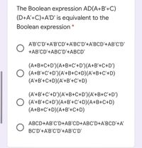 Answered The Boolean Expression Ad A B C Bartleby