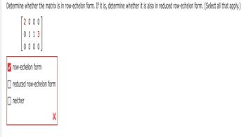 Answered Determine whether the matrix is in bartleby