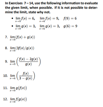 Answered: 8. lim (3f(x)/g(x)) X-9 (f(x) - 2g(x)) | bartleby