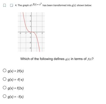 Answered: 4. The graph of f(x) = x³ has been… | bartleby