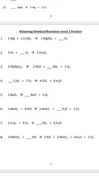 Answered: Balancing Chemical Reactions: Level 1… | bartleby