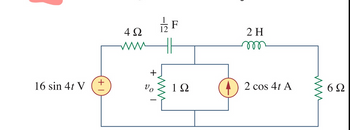 16 sin 4t V
+
4 Ω
www
112
F
2 H
m
2 cos 4t A
Vo
ΙΩ
www
692