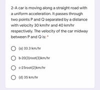 33.3 km to clearance mph