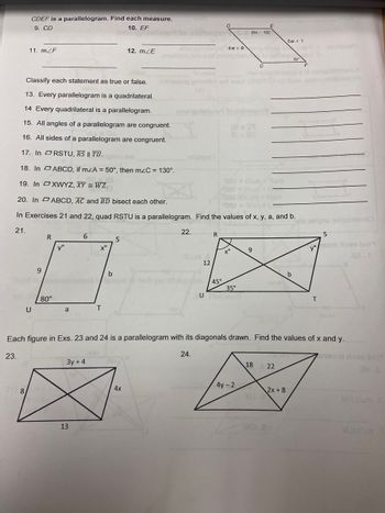 Answered: CDEF is a parallelogram. Find each… | bartleby