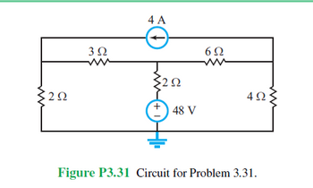 3Ω
4 Α
292
6Ω
2Ω
4Ω
+ 48 V
Figure P3.31 Circuit for Problem 3.31.