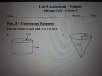 Answered: Find the volume of each solid. Use 3.14… | bartleby