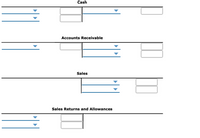 Cash
Accounts Receivable
Sales
Sales Returns and Allowances
