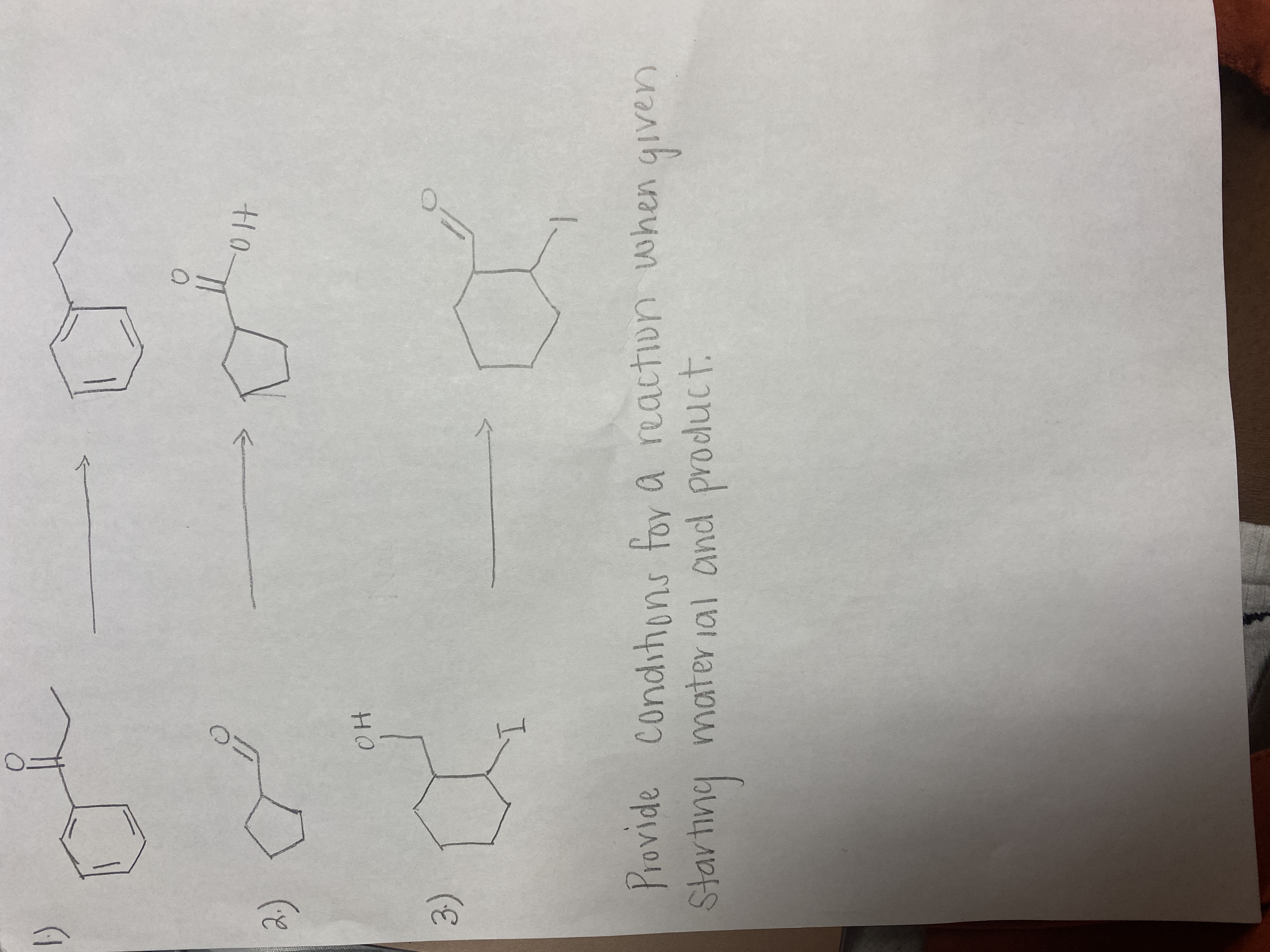 2)
mny
Starting mater 1al and product.
Provide condihons for a reaction when givern
I.
3)
HH
