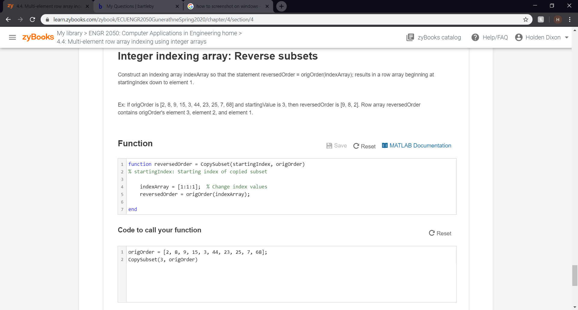 Answered zy 4.4. Multi element row array inde X bartleby