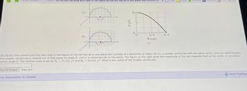 Course Contents » ... » HW8 » he current-carrying wire loop in the figure on the left lies all in one plane and consists of
Submit Answer Tries 0/4
(a)
his discussion is closed.
(b)
X
X
B (UT)
Bb
Boo
π/4
0 (rad)
(c)
π/2
Timer
Evaluate
(8c29p30) The current-carrying wire loop in the figure on the left lies all in one plane and consists of a semicircle of radius 18 cm, a smaller semicircle with the same center, and two radial lengths.
The smaller semicircle is rotated out of that plane by angle 8, until it is perpendicular to the plane. The figure on the right gives the magnitude of the net magnetic field at the center of curvature
versus angle 8. The vertical scale is set by Ba= 25.351 µT and Bb = 34.431 T. What is the radius of the smaller semicircle?
info
Send Feedbac