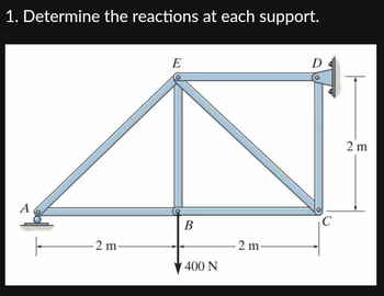 Answered: 1. Determine The Reactions At Each… | Bartleby