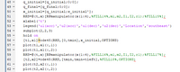 q_initial-(q_initial;0;0];
a_final-[q_final;0;0];
x_initial=[q_initial;s_initial'];
RHS=@ (t,x) [RPmanipulator (x (1:4), $FILL14%,ml,m2,11,12,rl);$FILL15%];
48
49 -
50 -
51
52 -
xlabel ('t')
legend ('ul (acc)','u2 (acc) ','ul (dec)','u2 (dec)','Location','southeast')
53 -
54 -
subplot (2,2,3)
55 -
hold on
[tl,xl]=ode45 (RHS, [0, tmin],x_initial,OPTIONS)
plot (tl, xl (:,1))
56
57 -
58
plot (tl,xl (:,2))
RHS=@ (t,x) [RPmanipulator (x (1:4), &FILL16%, ml,m2,Il,12,rl);%FILL17%];
[t2,x2]=ode45 (RHS, [tmin, tmin+tleft], $FILL188, OPTIONS)
plot (t2,x2 (:,1))
plot (t2, x2 (:,2))
59
60
61
62 -
