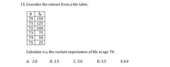 Answered: 15. Consider the extract from a life… | bartleby