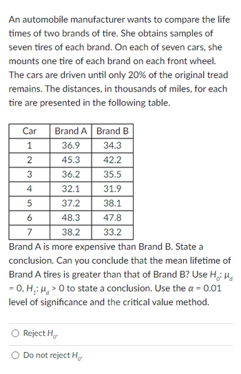 Answered: An Automobile Manufacturer Wants To… | Bartleby