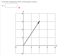 Find the component form of the given vector.
v =
y
1
