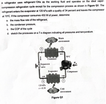 Answered: A Refrigerator Uses Refrigerant-134a As… | Bartleby