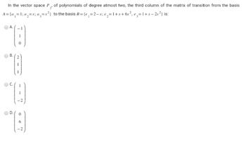 Answered: In the vector space P₂, of polynomials… | bartleby