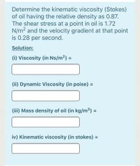 Answered: Determine The Kinematic Viscosity… | Bartleby