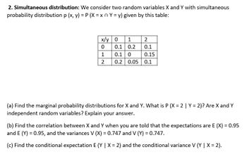 Answered: 2. Simultaneous distribution: We… | bartleby